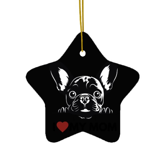 I Love My Mom - Old Black French Bulldog Ceramic Ornaments