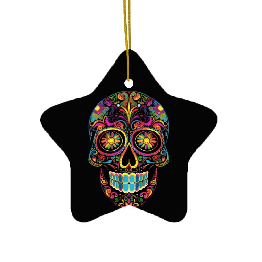 Neon Sugar Skull: Jack Skellington Design Ceramic Ornaments