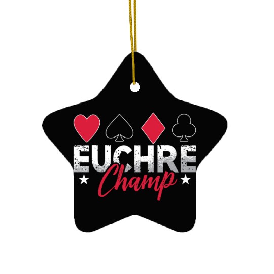 Euchre Champ Playing Cards Pinochle Board Game Ceramic Ornaments