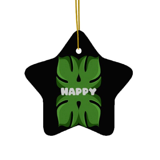 Tropical Leaf Happy Graphic Ceramic Ornaments