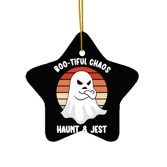 Ghost Hunter Funny Ghost Angry Ghost Halloween Ceramic Ornaments