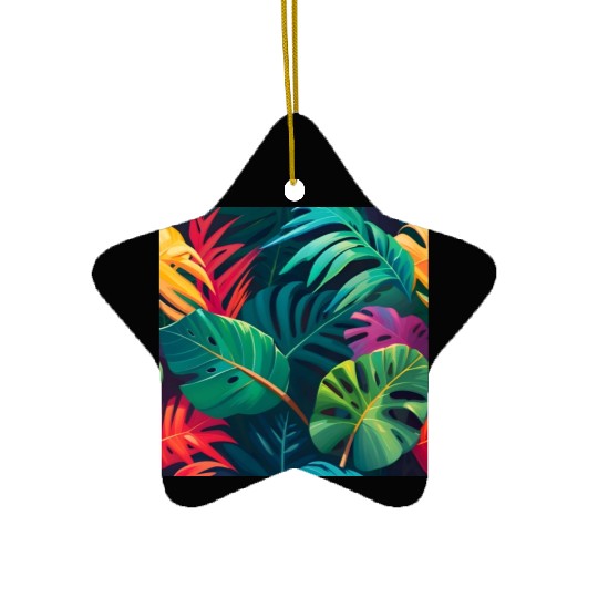 Tropical Foliage Watercolor Paradise Ceramic Ornaments