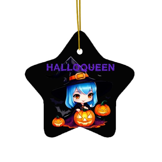 Hallo Light Blue Witch Ceramic Ornaments