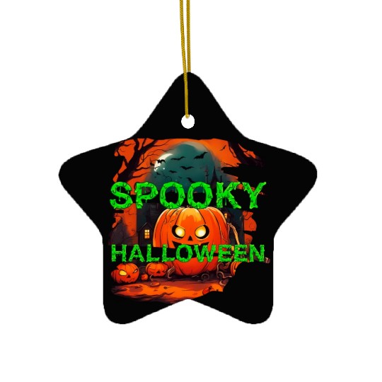 Spooky Halloween scary pumpkin Ceramic Ornaments