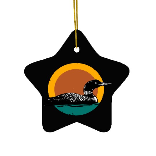 Loon Sunset Faded Look with Retro Colors Ceramic Ornaments