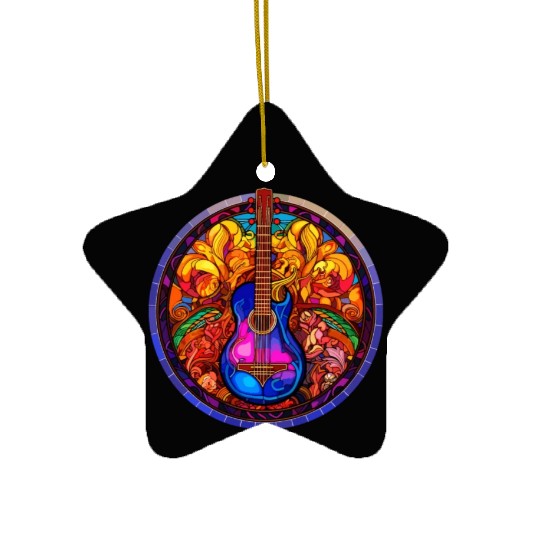 I love Guitar and Stained Glass Art - Funny and Un Ceramic Ornaments