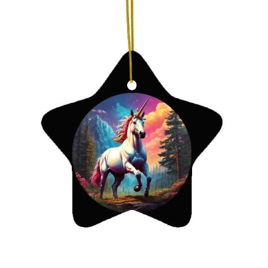 Rainbow Unicorn Ceramic Ornaments