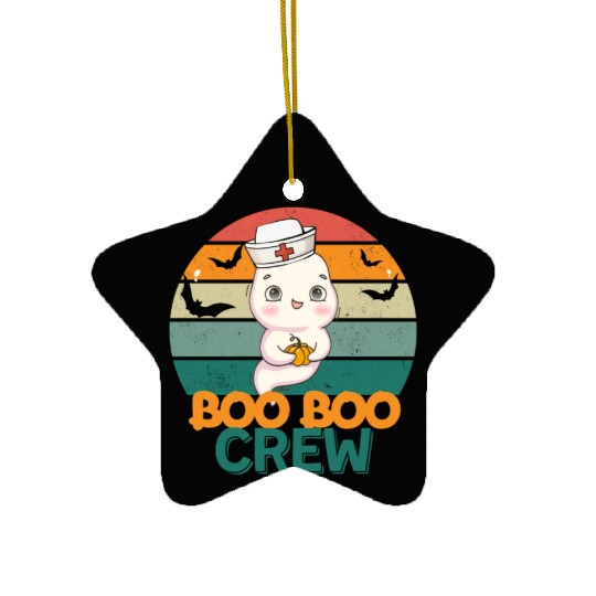 Boo Boo Crew Ghost Halloween Paramedic Nurse Ghost Ceramic Ornaments
