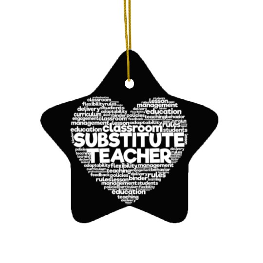 Substitute Teacher Word Cloud Back To School Ceramic Ornaments