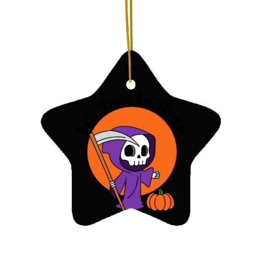 It's Time To Reap Halloween Spooky Grim Reaper Ceramic Ornaments