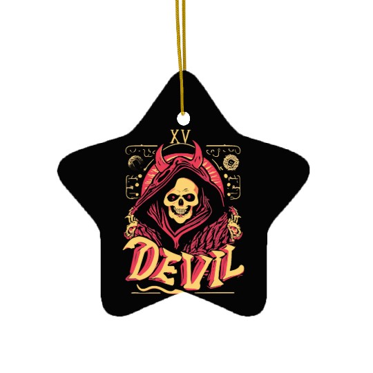 Devil Tarot Skeleton Halloween Occult Ceramic Ornaments