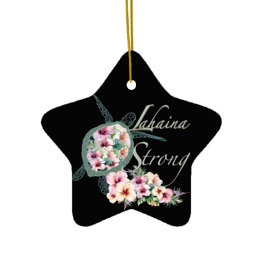Lahaina Strong: Hibiscus and Sea Turtle Ceramic Ornaments