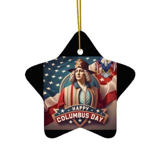 happy columbus day Ceramic Ornaments