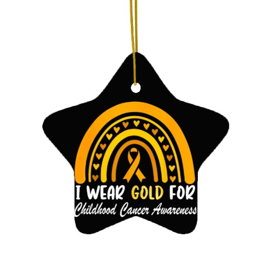 I Wear Gold For Childhood Cancer Awareness Ceramic Ornaments