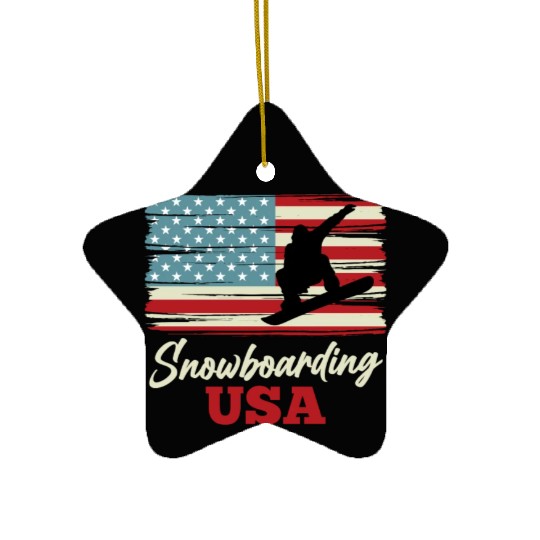 Snowboarding USA! Freestyle Snowboarders Ceramic Ornaments