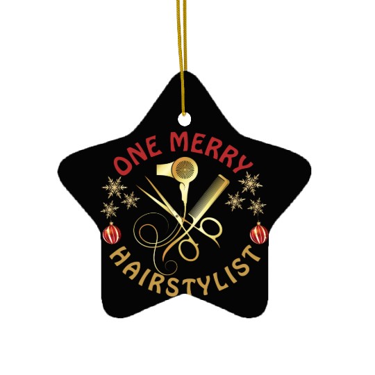One Merry Hairstylist Love is in Hair Christmas Ceramic Ornaments