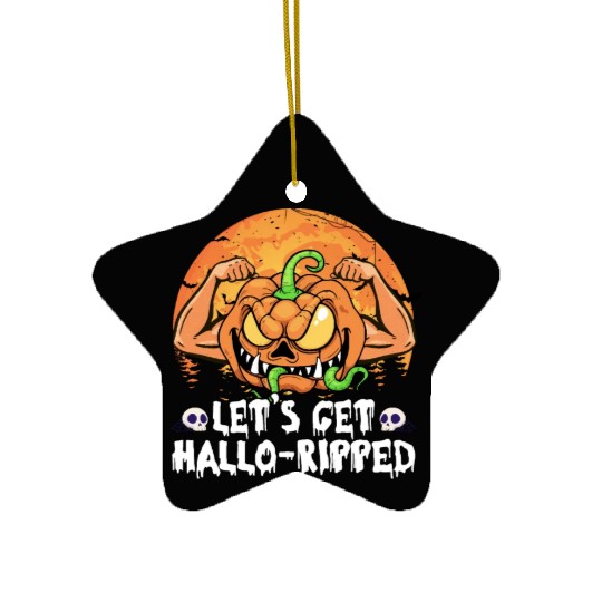 Lets Get Hallo Ripped Ceramic Ornaments Funny Halloween