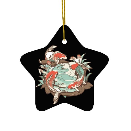 Tranquil Oasis: Koi Pond Serenity Ceramic Ornaments