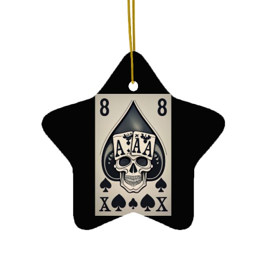 card with skeleton head (halloween design) Ceramic Ornaments