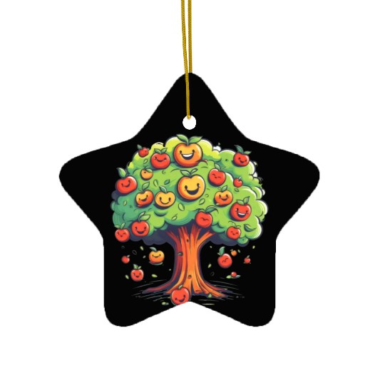 Apples Tree Fruit Orchard Apple Picking Cute Ceramic Ornaments