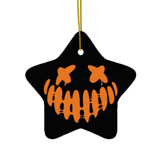 Jack O Lantern Scary Carved Pumpkin Face Halloween Ceramic Ornaments