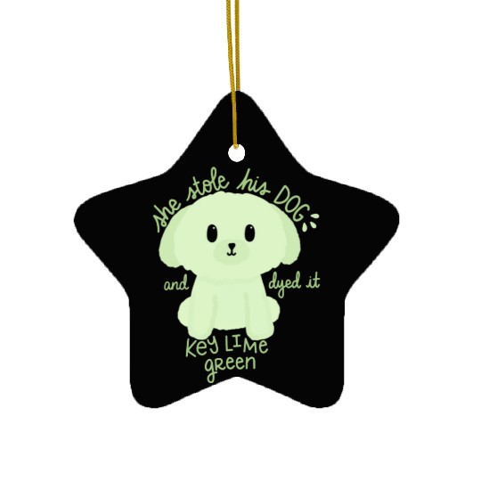 Key Lime Green Dog Ceramic Ornaments