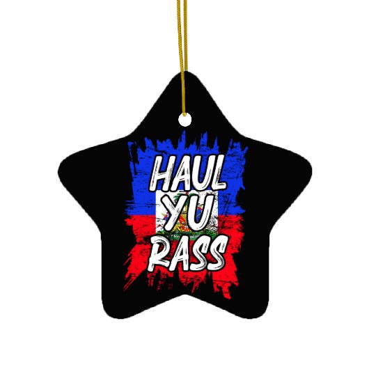 Haul Yu Rass Afro Pride Kriol Haiti Flag Ceramic Ornaments