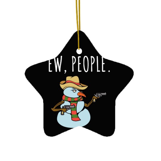 Ew People Armed Snowman Ceramic Ornaments