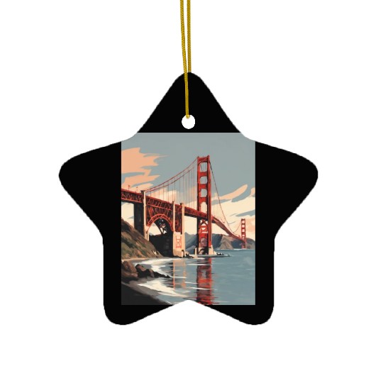 Golden Gate Bridge California Ceramic Ornaments, Golden Gate