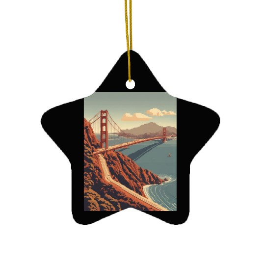 Golden Gate Bridge California Ceramic Ornaments, Golden Gate
