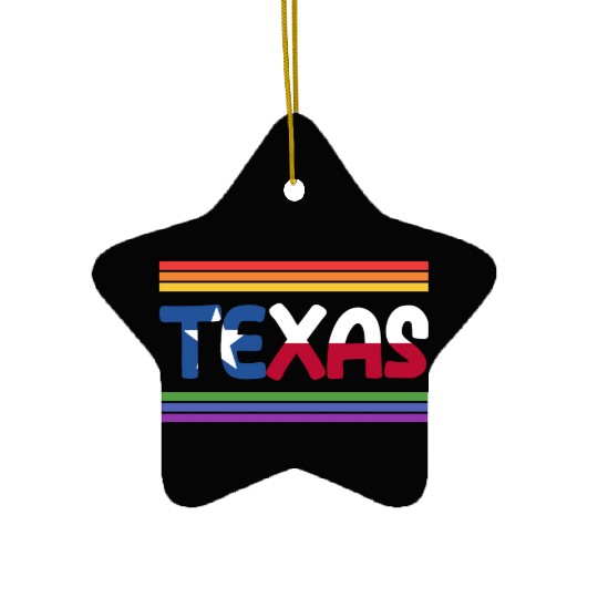 Rainbow Texas Flag Design for proud LGBT+ Texans Ceramic Ornaments