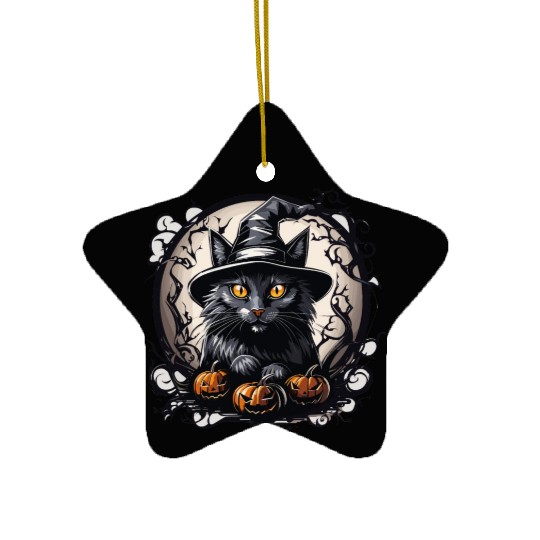 Witch Black Cat Gaze Ceramic Ornaments