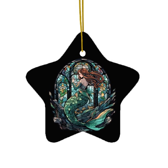 Stained Glass Mermaid Ceramic Ornaments