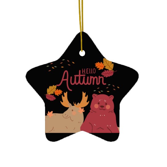 Hello Autumn Square Ceramic Ornaments