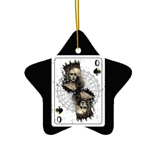 Queen of Spades Gothic Card Game Halloween Creepy Ceramic Ornaments