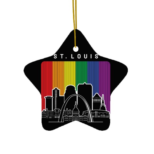 St. Louis Missouri Rainbow Flag LGBTQAI Pride Ceramic Ornaments