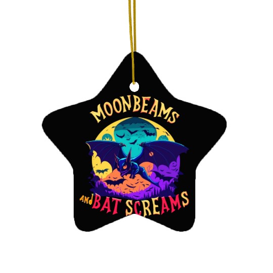 Moonbeams And Bat Screams Funny Cute Halloween Ceramic Ornaments