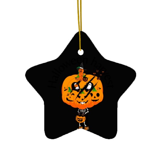 Halloween Harvest Pumpkin Slash Trick or Treater Ceramic Ornaments