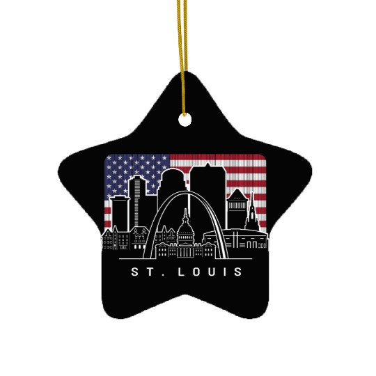 St. Louis Missouri American Flag Ceramic Ornaments