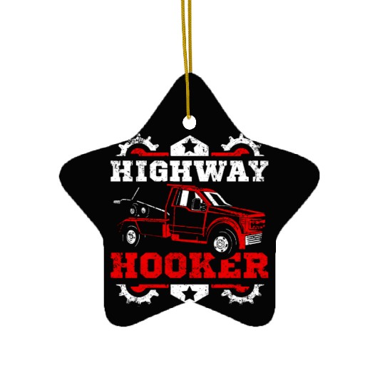 Funny highway hoker Tow truck driver Ceramic Ornaments