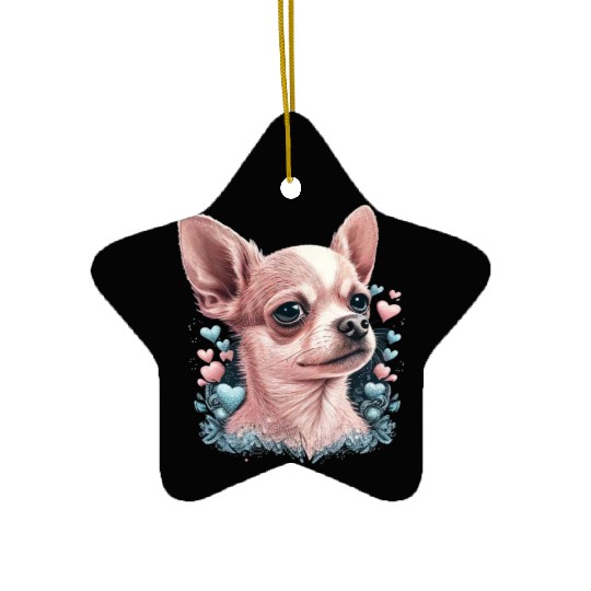 Chihuahua | Cute Dog | Beautiful | Flowers | Girl Ceramic Ornaments
