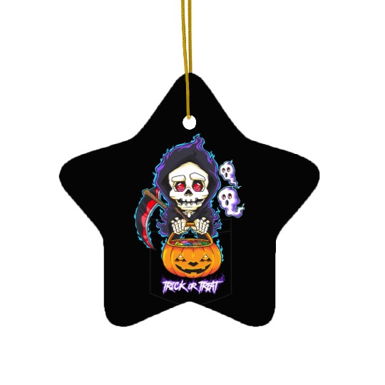 Halloween Pocket Chibi Grim Reaper Trick or Treat Ceramic Ornaments
