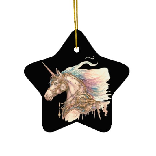 Steampunk Vintage Unicorn Ceramic Ornaments