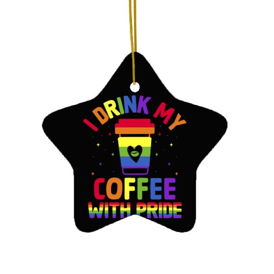 Gay Pride Parade Caffeine LGBTQ Coffee Drinker Ceramic Ornaments