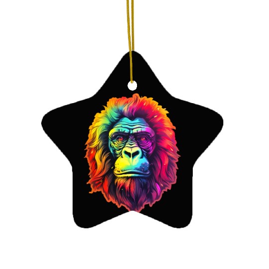 Gorilla Chic in Vibrant Psychedelic Zoo Ceramic Ornaments
