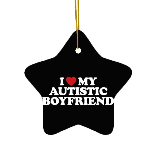 I Love My Autistic Boyfriend I Heart Groovy Ceramic Ornaments