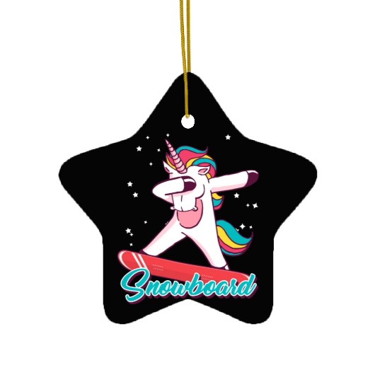 Snowboard Girls Snowboarding Unicorn Ceramic Ornaments