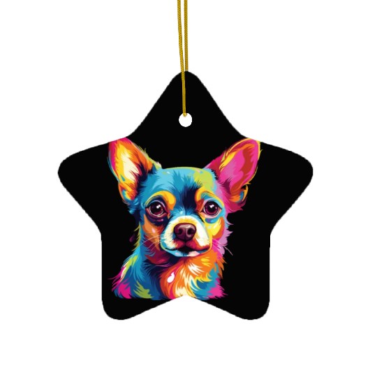 Watercolor Colorful Chihuahua Ceramic Ornaments