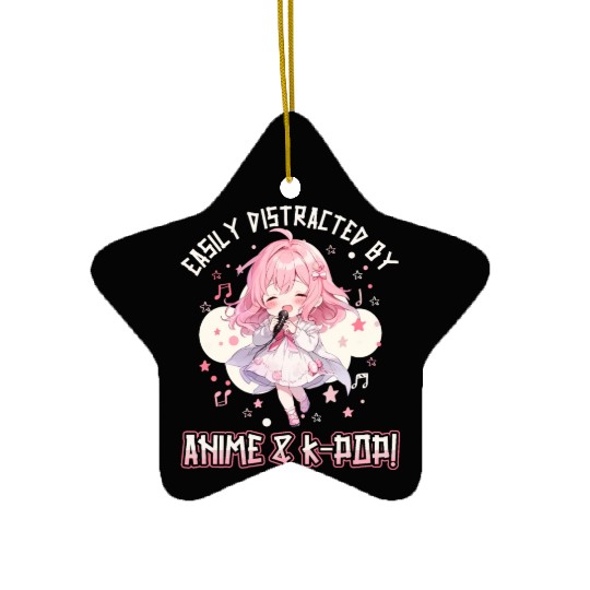 Easily distracted by Anime and K-Pop Ceramic Ornaments