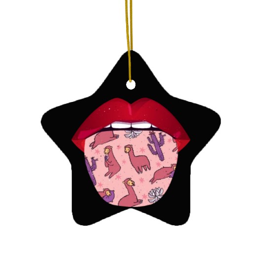 Alpaca Alpaka Lips Ceramic Ornaments